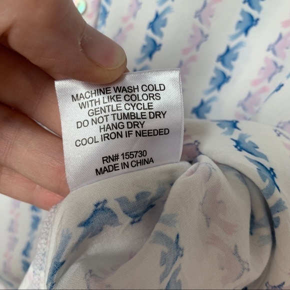 Jane and Delancey Dove Print Button-Up Shirt Sz M - Picture 4 of 8